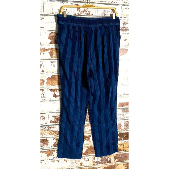 The Odells Pleat Front Pull On Ankle Pants in Teal Velvet Stripe w Pockets - Picture 9 of 9